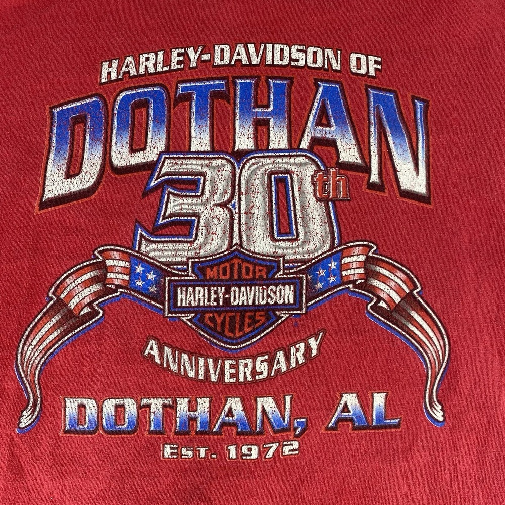 Vintage Harley Davidson T-Shirt Mens XL Red Short Sleeve Dothan Alabama